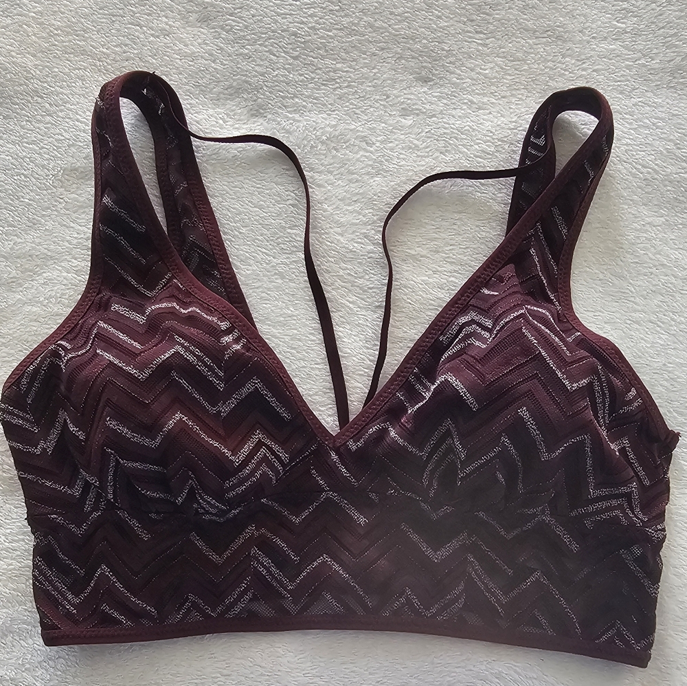 Aerie Maroon Zigzag Bralette